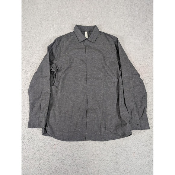 Lululemon Shirt Mens Large Gray Long Sleeve Button Up Performance Travel Pockets - Picture 1 of 7